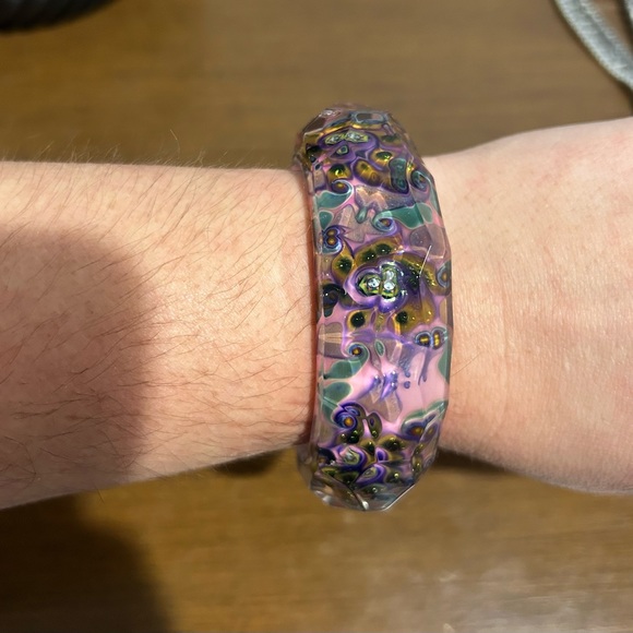 Stunning Pink Kevin O’Grady glass bangle bracelet sz small - Picture 6 of 6